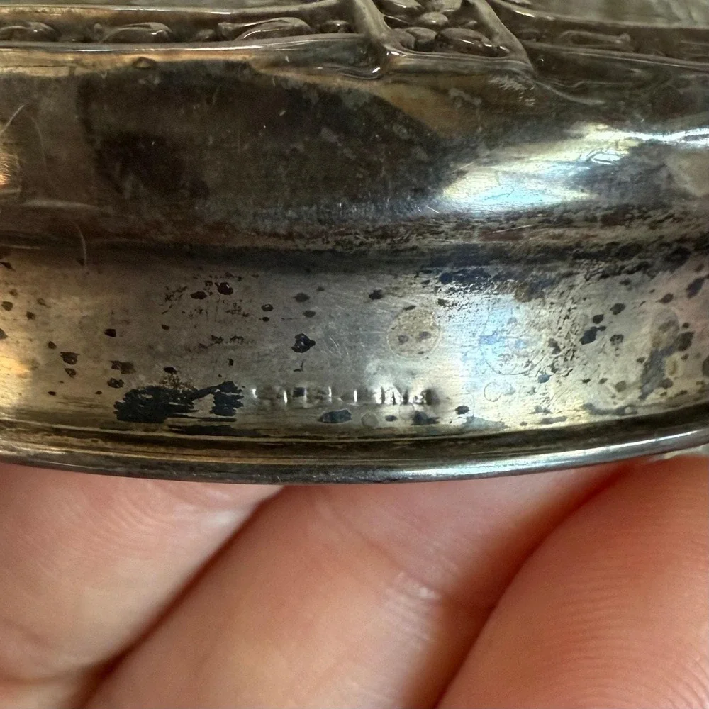 Antique Edwardian Cut Crystal Powder Jar | Sterling Silver Lid Vanity Decor